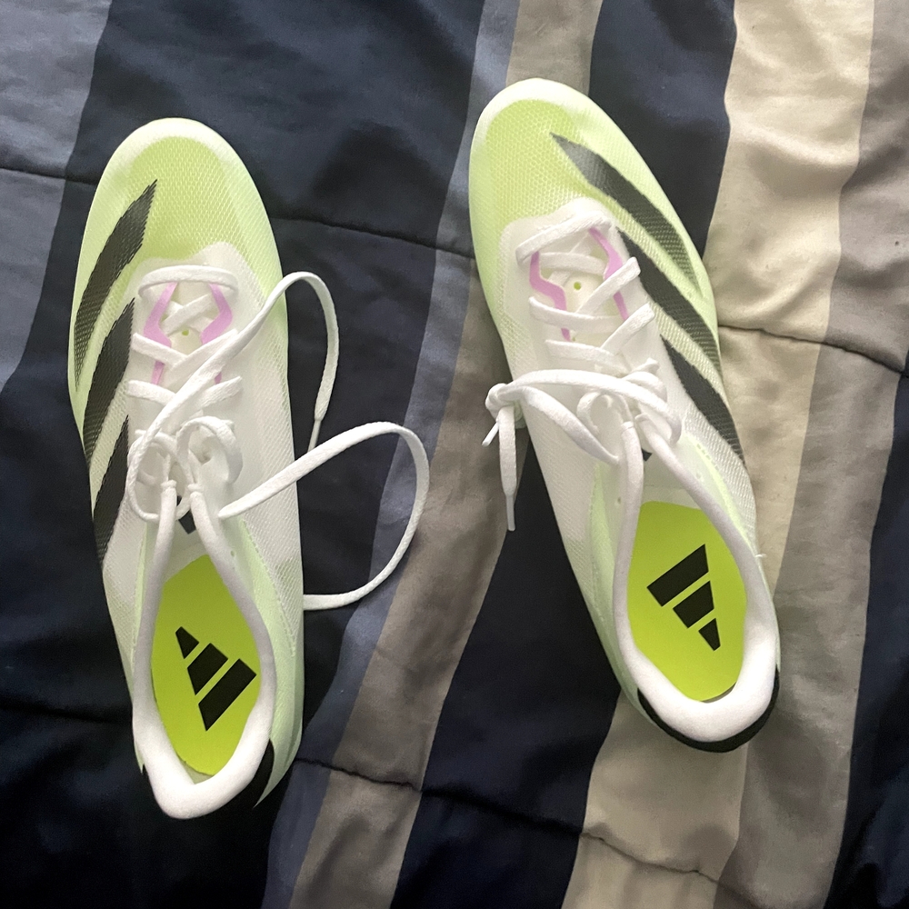 Adidas White and Lime Green Athletic Cleats - Picture 3 of 3